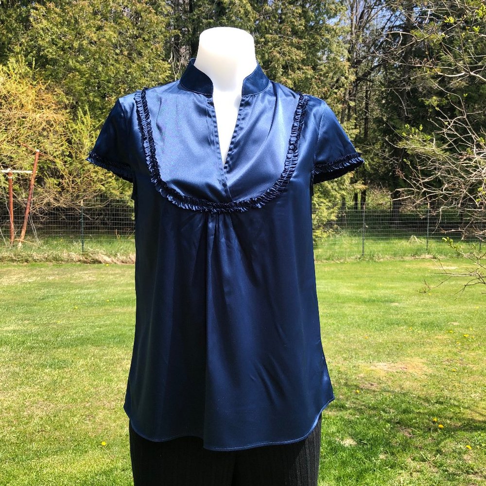 Navy Short Sleeve Blouse